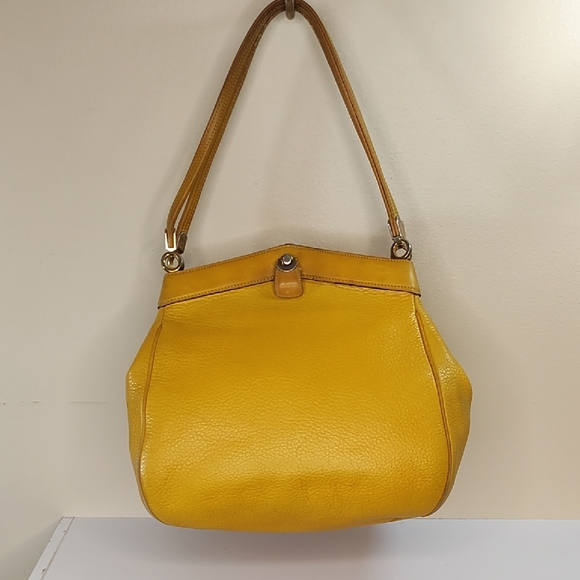 Dior Authentic Vintage Yellow Pebble Leather Square Bucket Bag COA - Picture 8 of 13